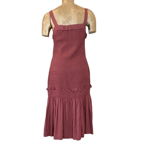 Anthropologie Escondido Sleeveless Dress Sz M Burgundy Smocked #300B - Picture 6 of 10